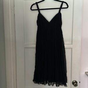 Size 1 Black Ba&sh V-neck sheer cotton dress with black liner